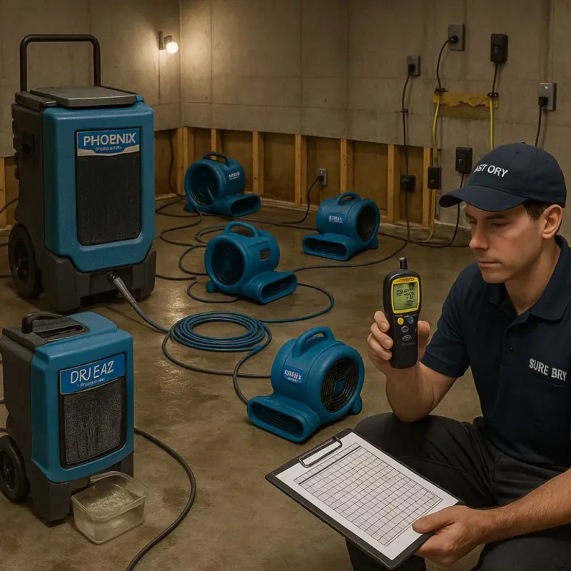 Structural Drying and Dehumidification process in Fayette, ME